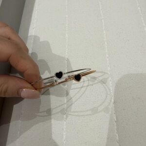 Heart Charm Bangle Bracelet Set